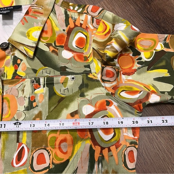 Kaktus Women’s XL Abstract Colorful Jacket  3/4 Sleeve Cotton Blend - Picture 8 of 11